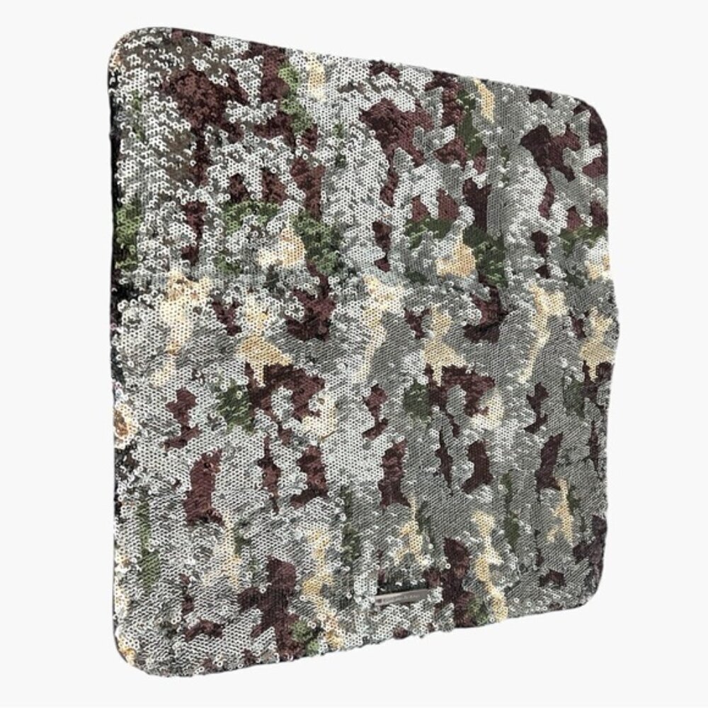 BCBGMAXAZRIA Sequin Camo Foldover Clutch Wallet Green Gold Brown Black Large NYE - Picture 4 of 9